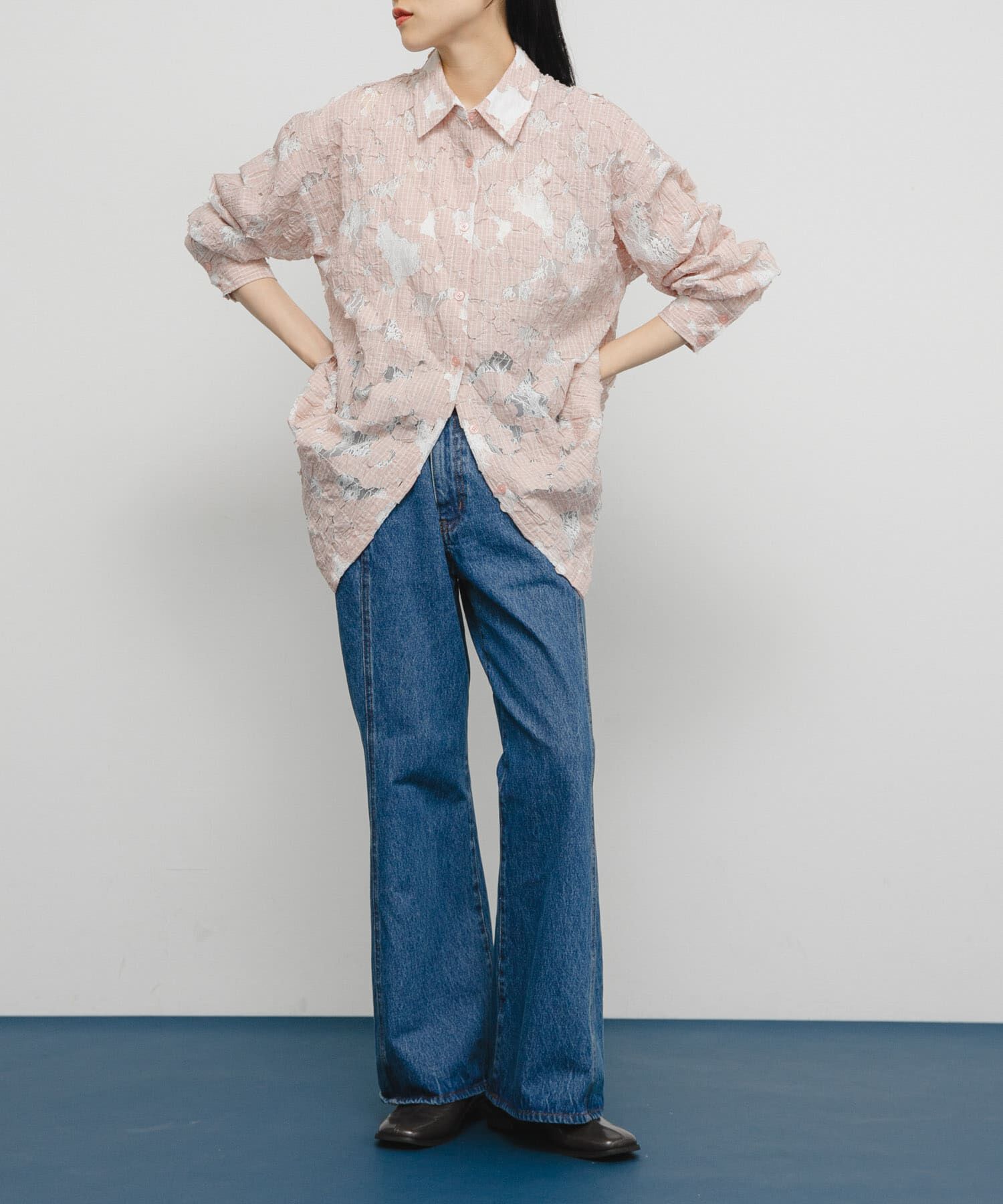  「ステッチングチェックシャツ」|シャツ・ブラウス|ピンク系その他