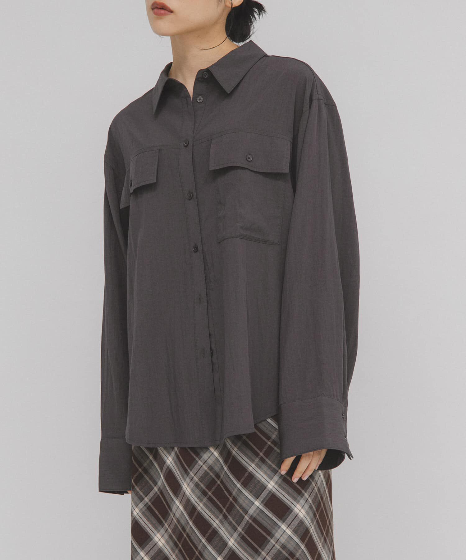  「フラップデザインシャツ」|シャツ・ブラウス|チャコールグレー
