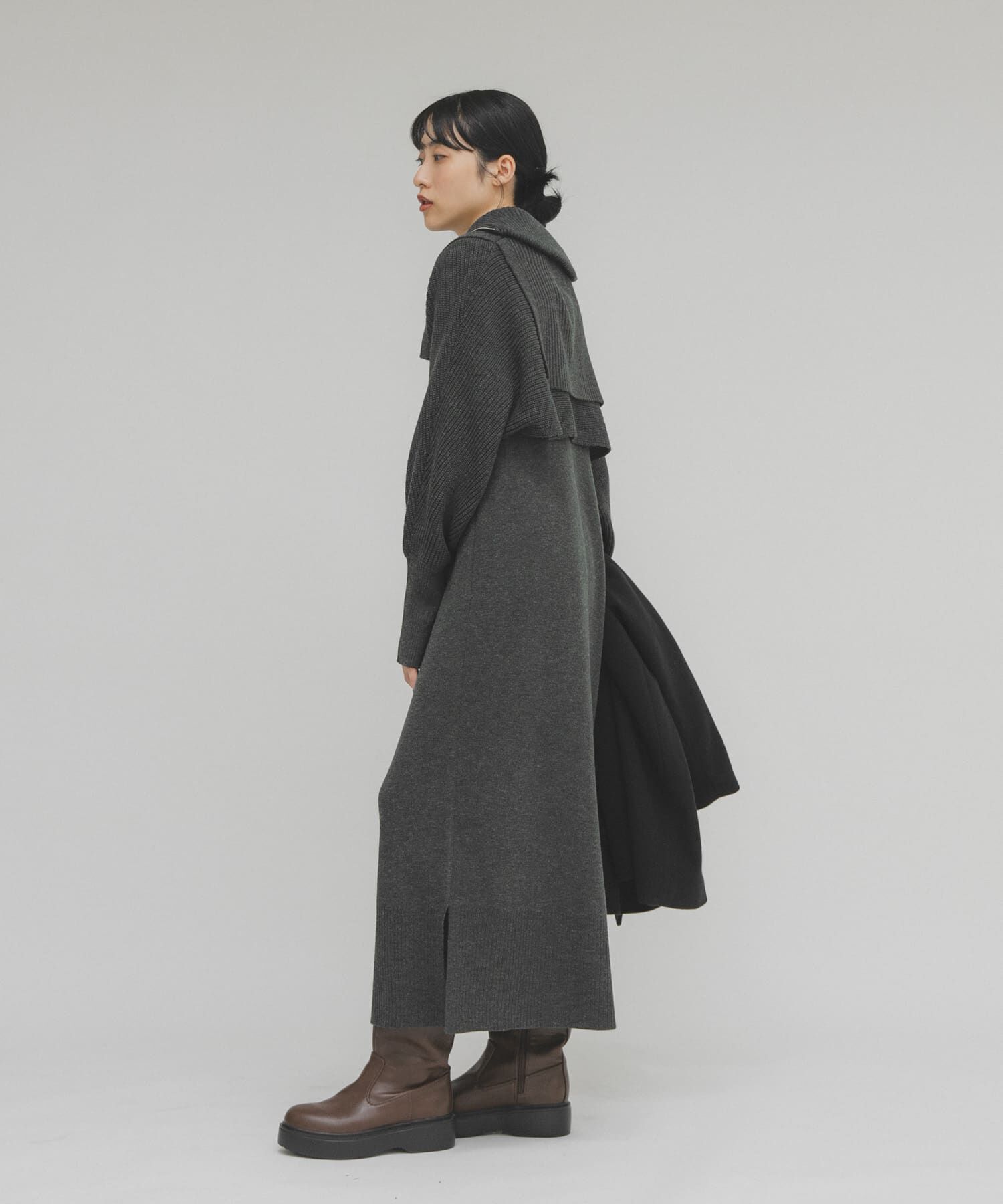  「ハーフZIPレイヤードニットワンピース」|ワンピース|