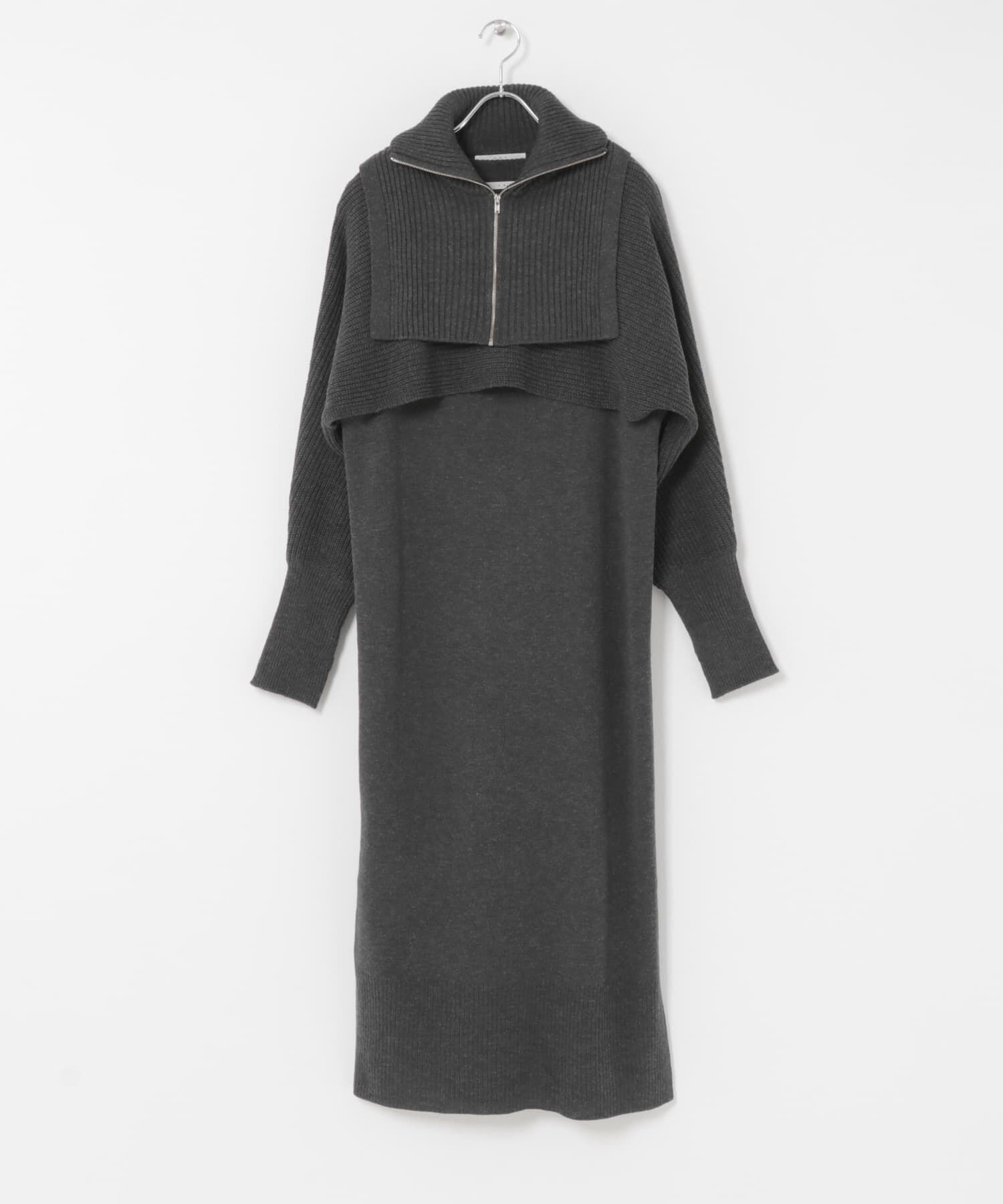  「ハーフZIPレイヤードニットワンピース」|ワンピース|