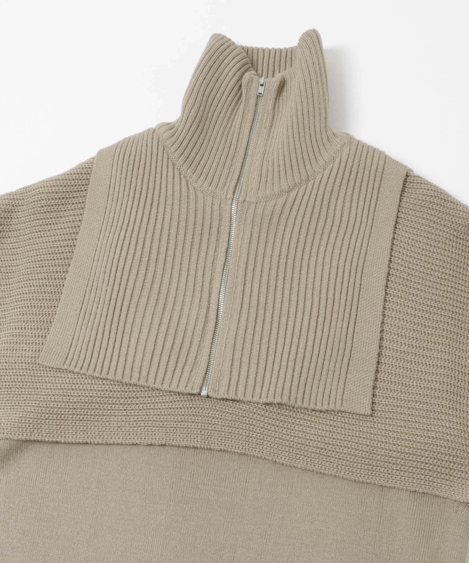  「ハーフZIPレイヤードニットワンピース」|ワンピース|