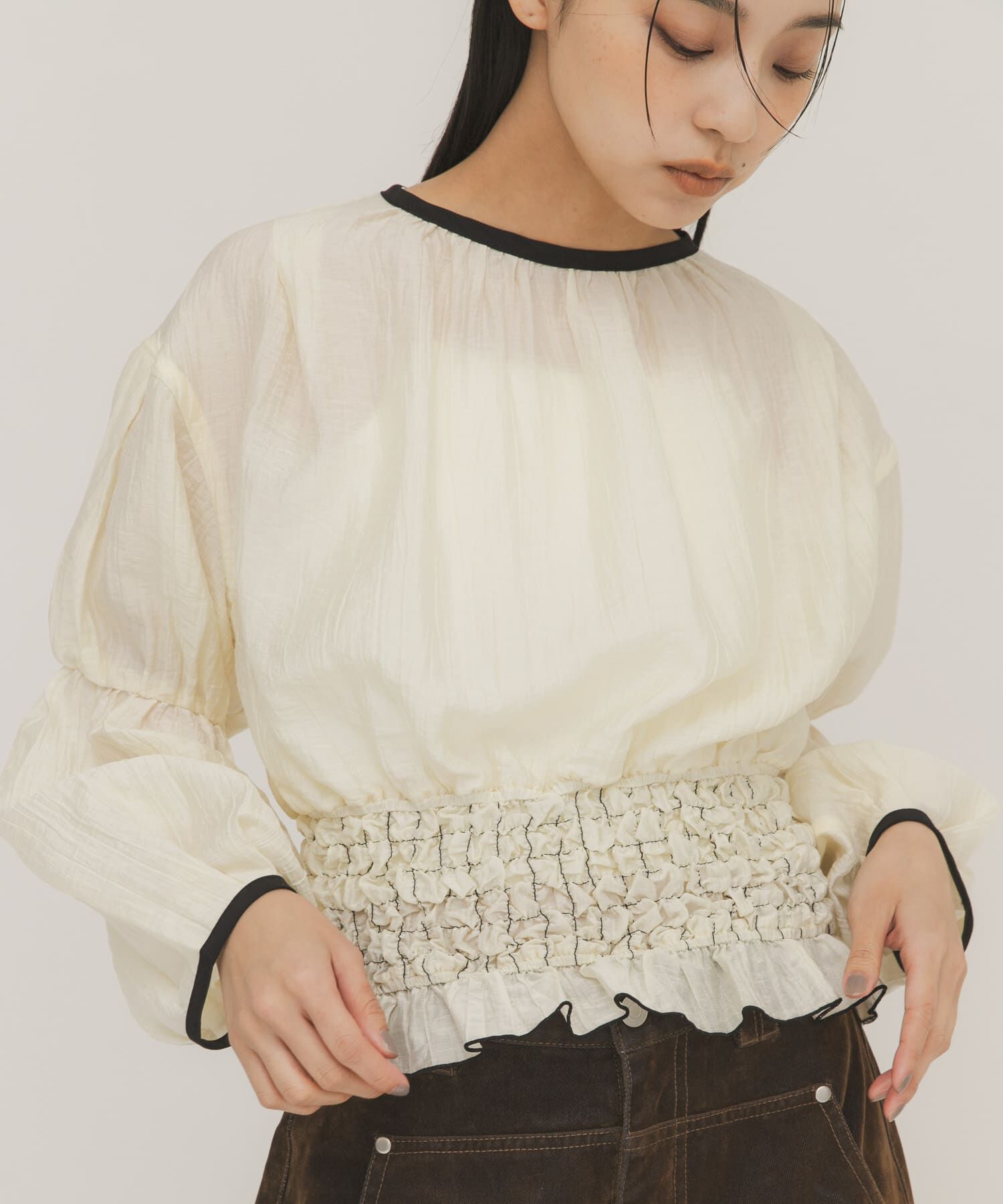  「ポップコーンシャーリングブラウス」|シャツ・ブラウス|