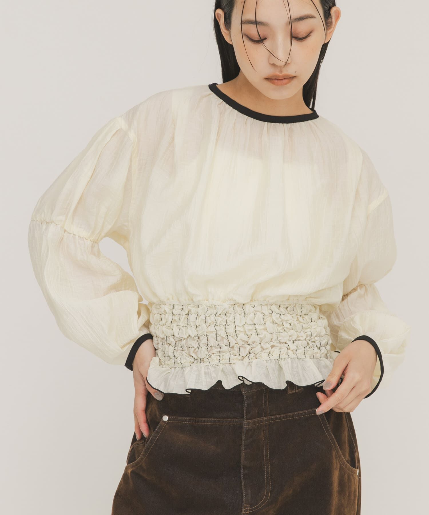  「ポップコーンシャーリングブラウス」|シャツ・ブラウス|