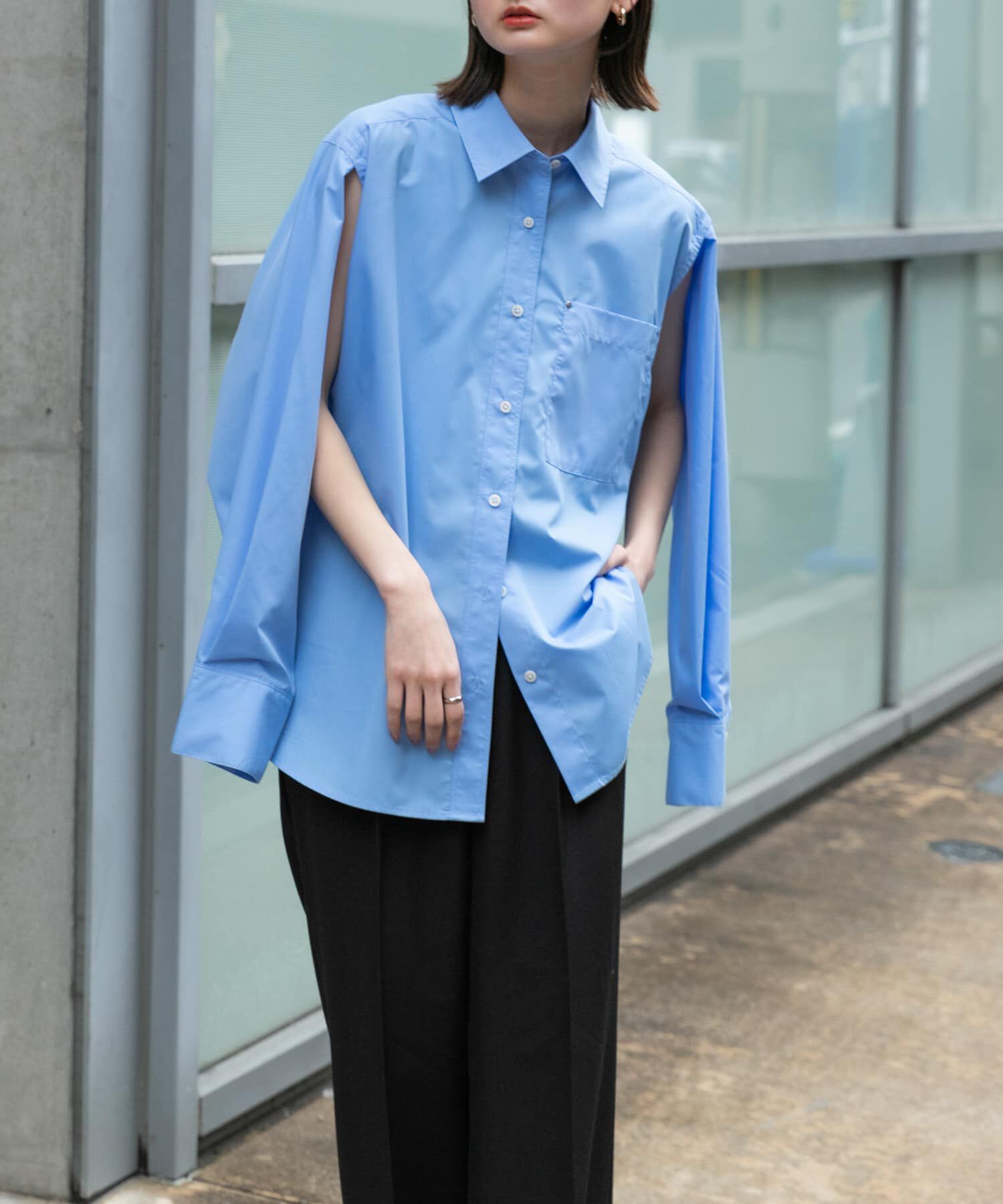 SENSE OF PLACE by URBAN RESEARCH「アームスリットオーバーシャツ」|シャツ・ブラウス|ライトブルー