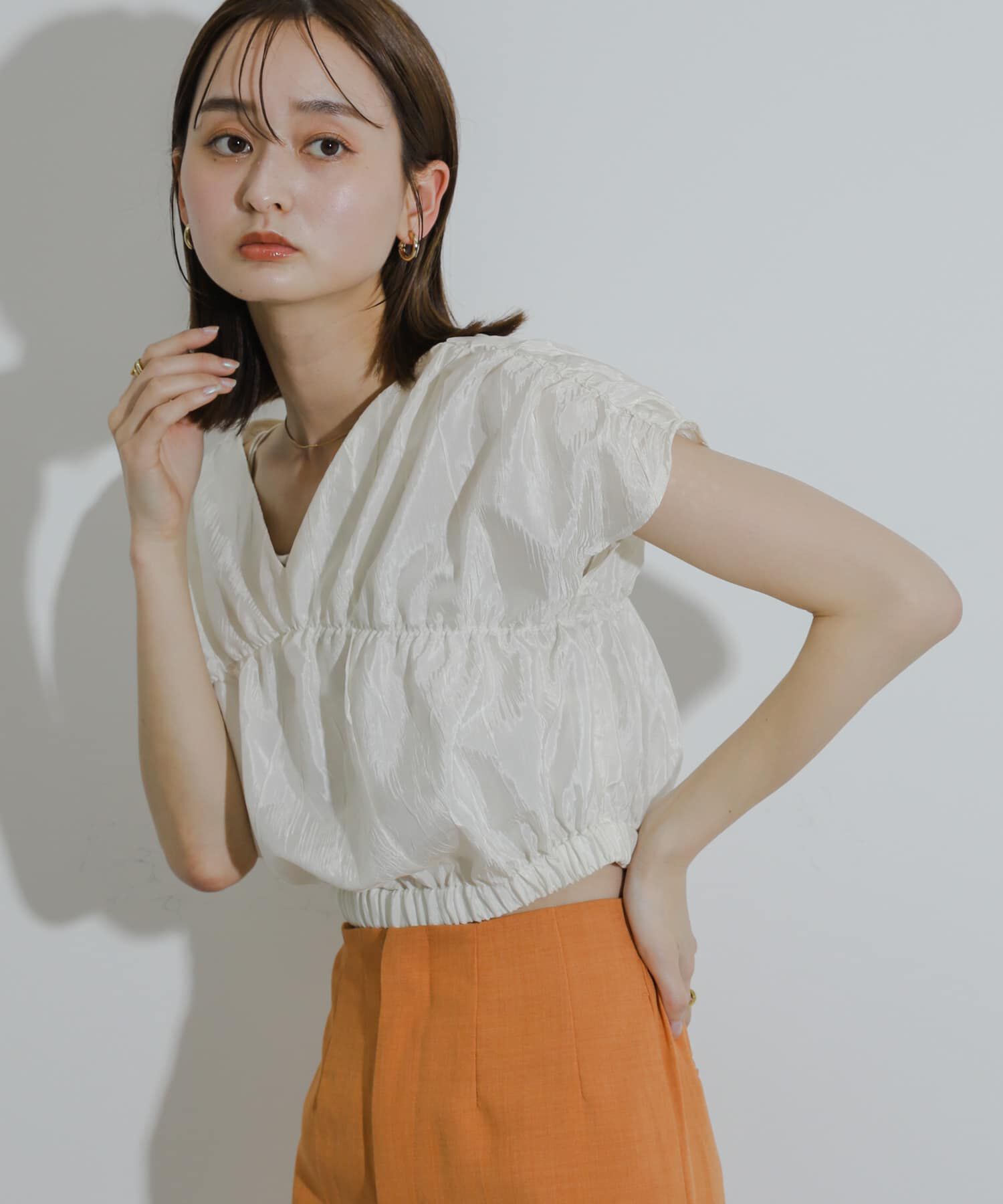 SENSE OF PLACE by URBAN RESEARCH「クロップドギャザーブラウス」|シャツ・ブラウス|