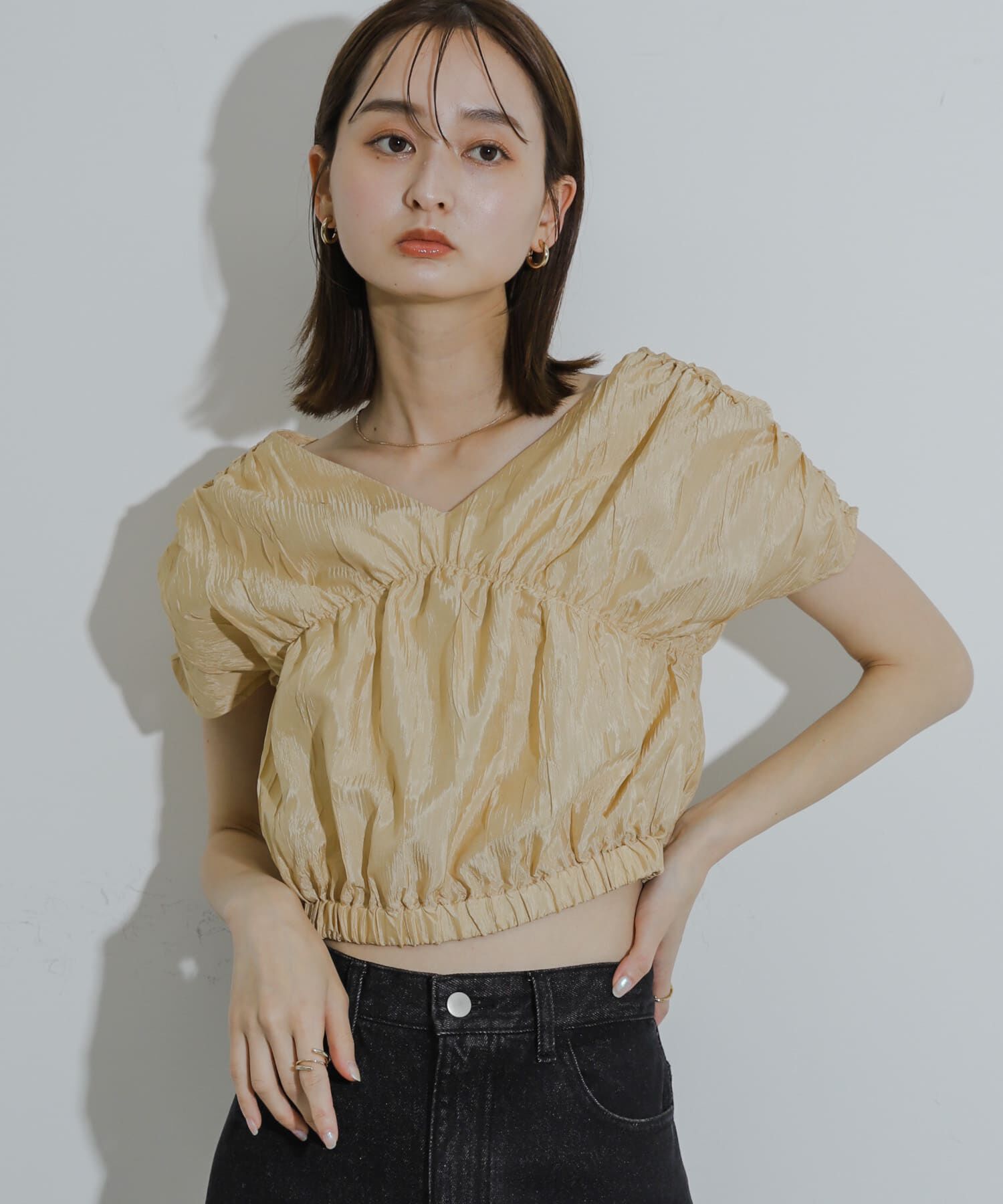 SENSE OF PLACE by URBAN RESEARCH「クロップドギャザーブラウス」|シャツ・ブラウス|