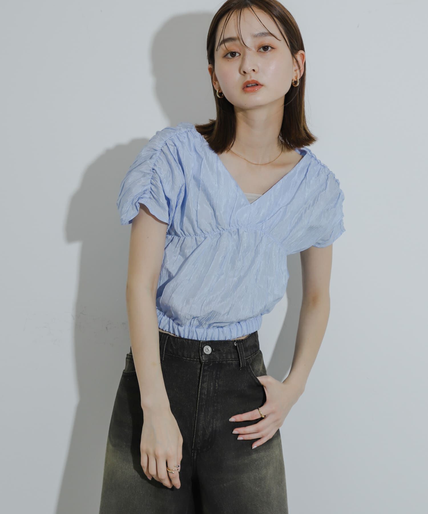 SENSE OF PLACE by URBAN RESEARCH「クロップドギャザーブラウス」|シャツ・ブラウス|