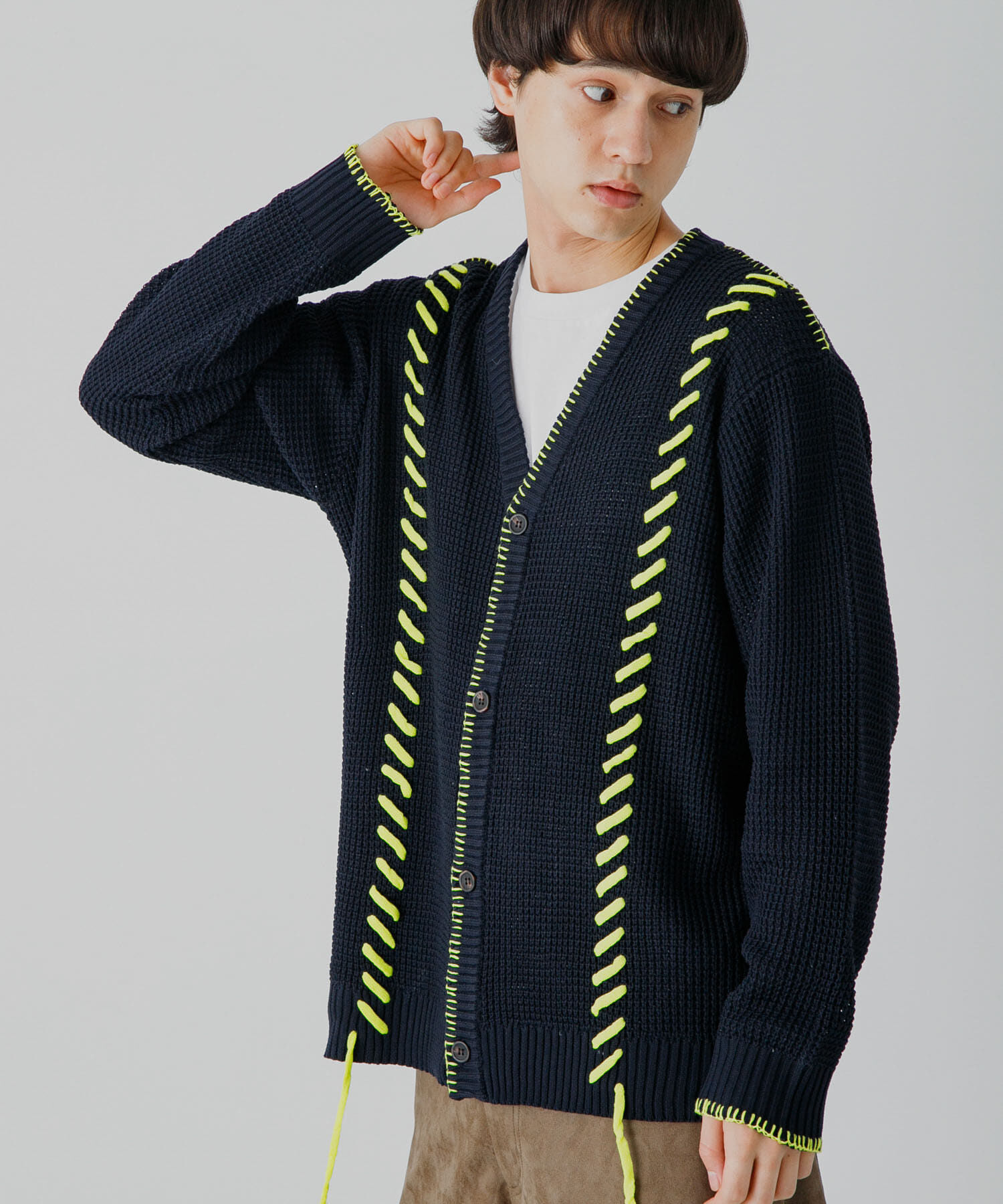 SENSE OF PLACE by URBAN RESEARCH「『ユニセックス』ブランケットステッチカーディガン」|カーディガン|