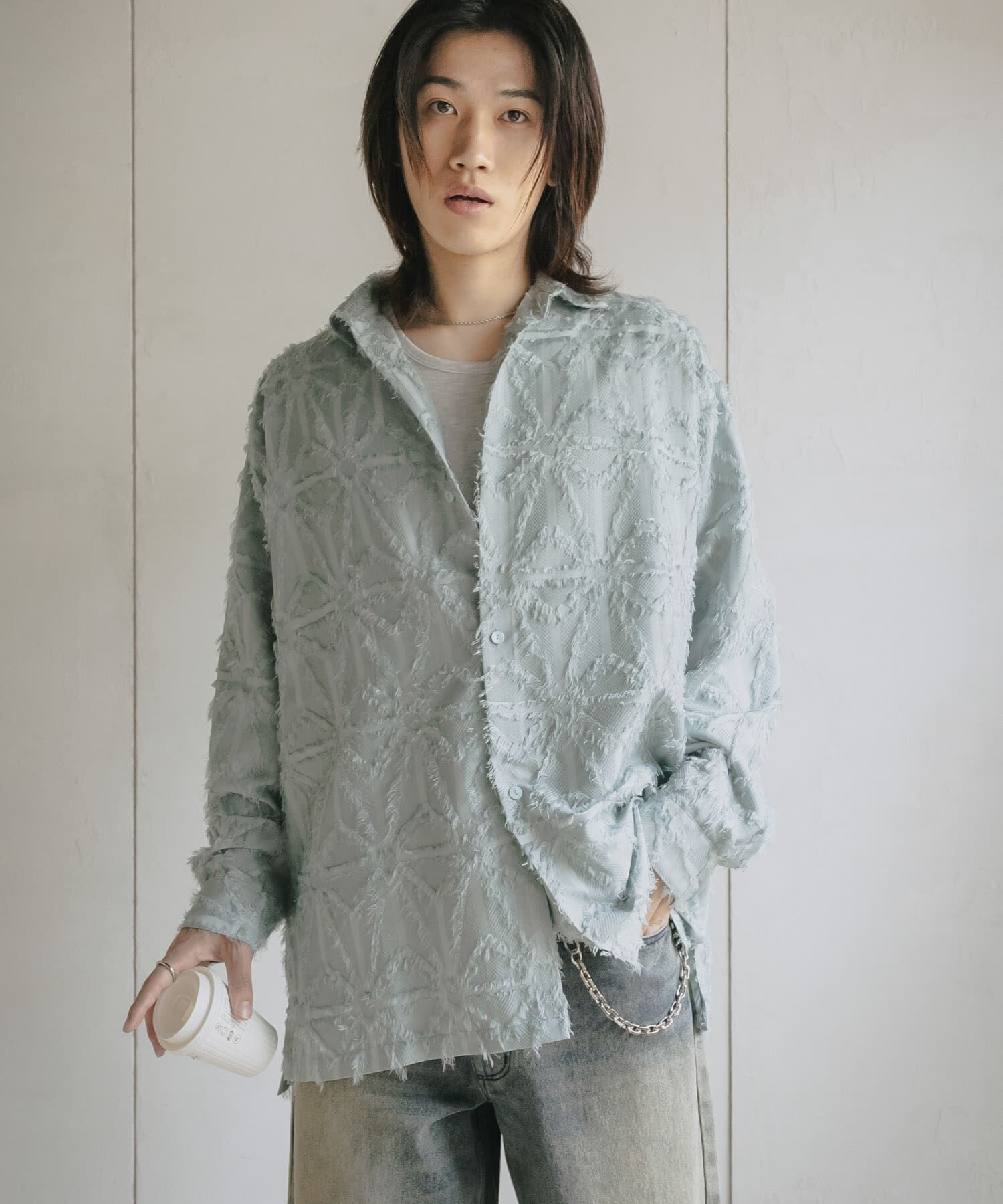 SENSE OF PLACE by URBAN RESEARCH「フリンジジャガードレギュラーカラーシャツ」|シャツ・ブラウス|