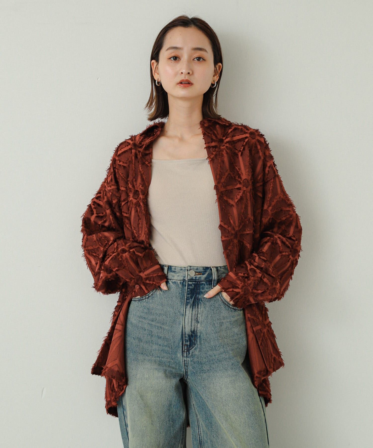 SENSE OF PLACE by URBAN RESEARCH「フリンジジャガードレギュラーカラーシャツ」|シャツ・ブラウス|