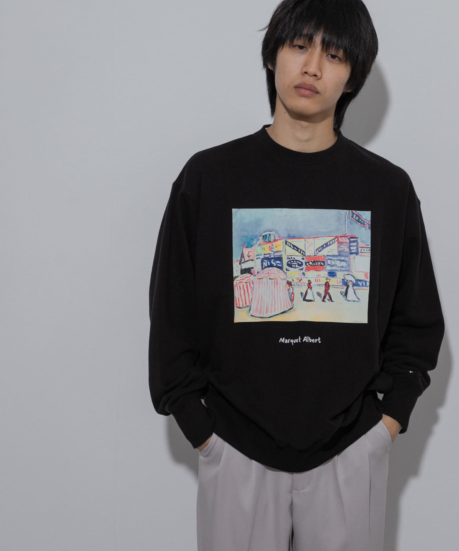 SENSE OF PLACE by URBAN RESEARCH「『別注』Albert Marquet プリントスウェット」|スウェット・ジャージ|ブラック