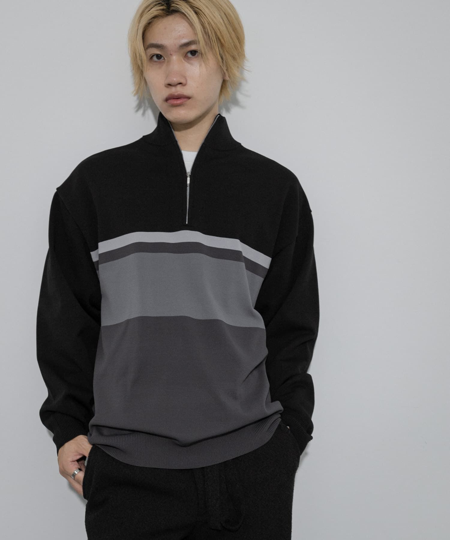 SENSE OF PLACE by URBAN RESEARCH「パネルボーダーハーフZIPニット」|ニット・セーター|