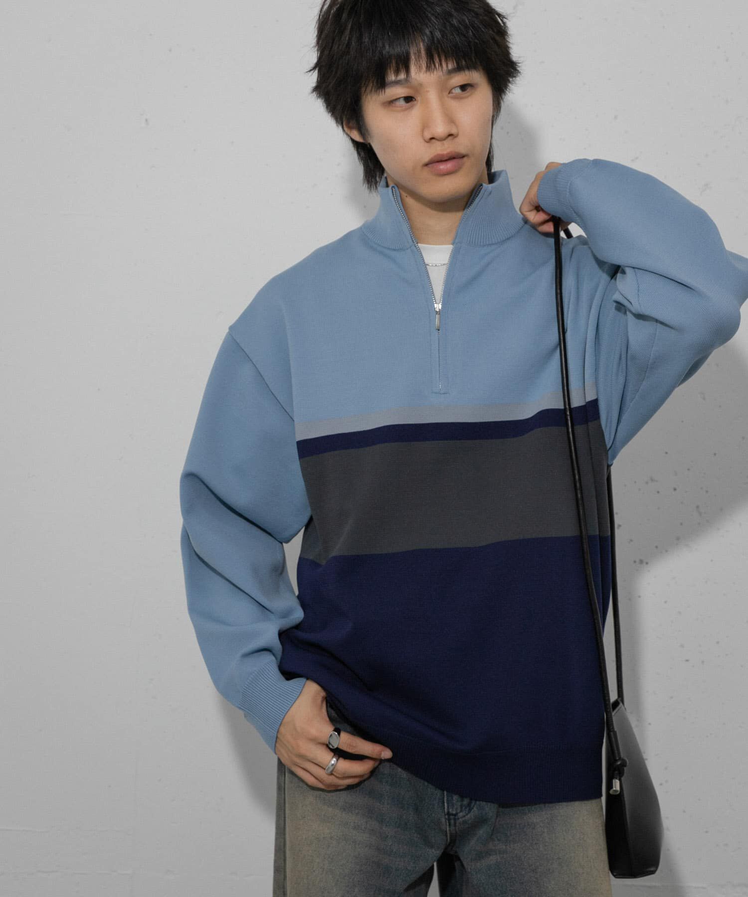 SENSE OF PLACE by URBAN RESEARCH「パネルボーダーハーフZIPニット」|ニット・セーター|