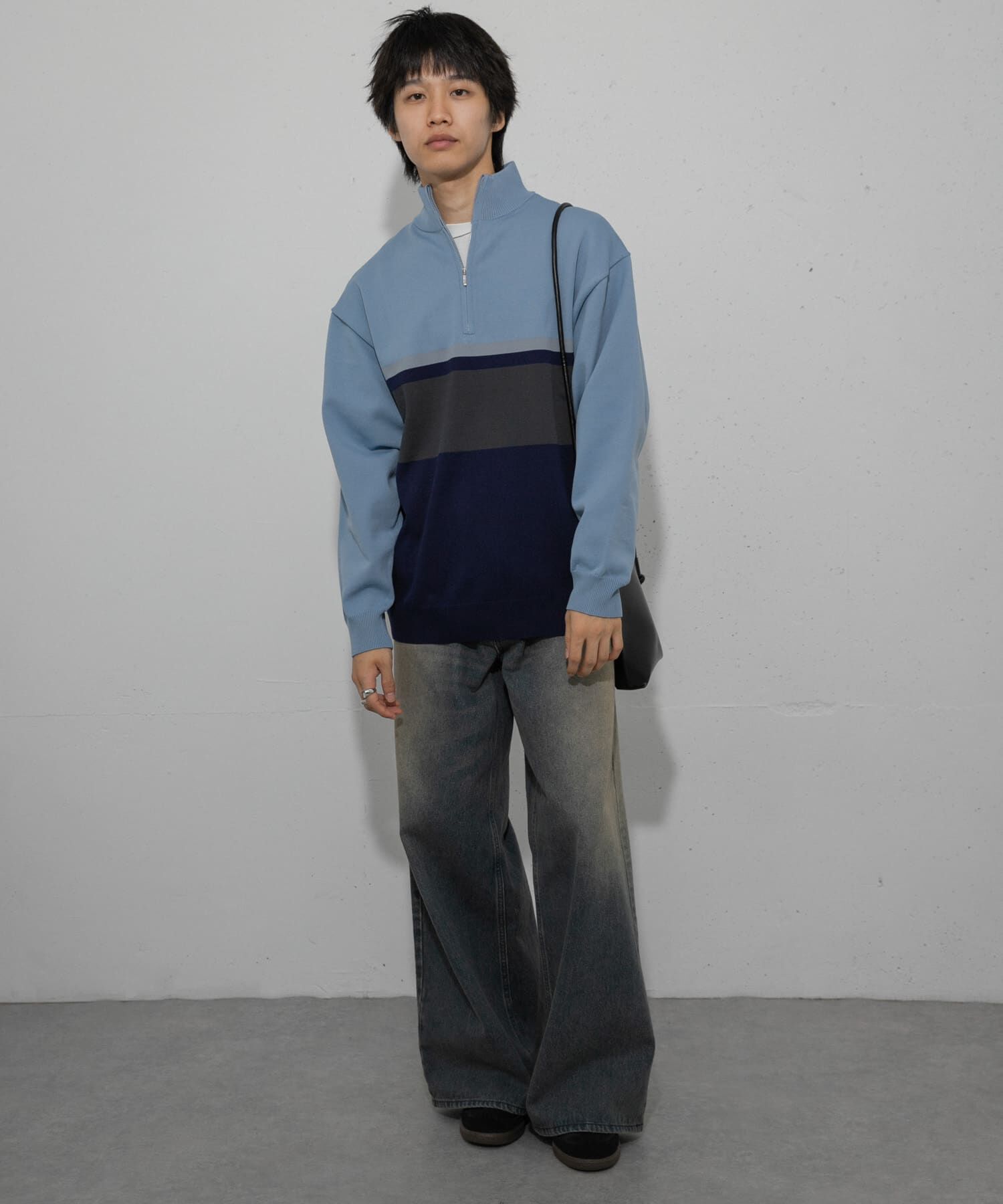 SENSE OF PLACE by URBAN RESEARCH「パネルボーダーハーフZIPニット」|ニット・セーター|