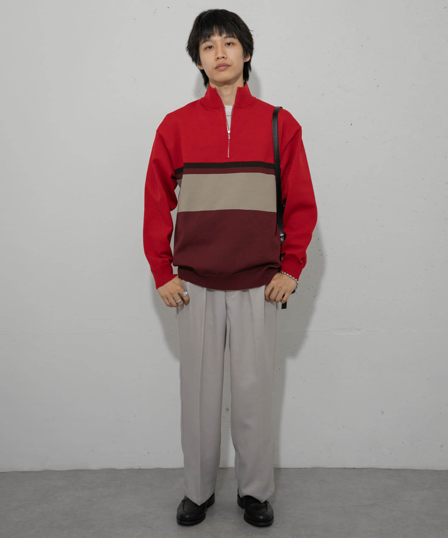SENSE OF PLACE by URBAN RESEARCH「パネルボーダーハーフZIPニット」|ニット・セーター|
