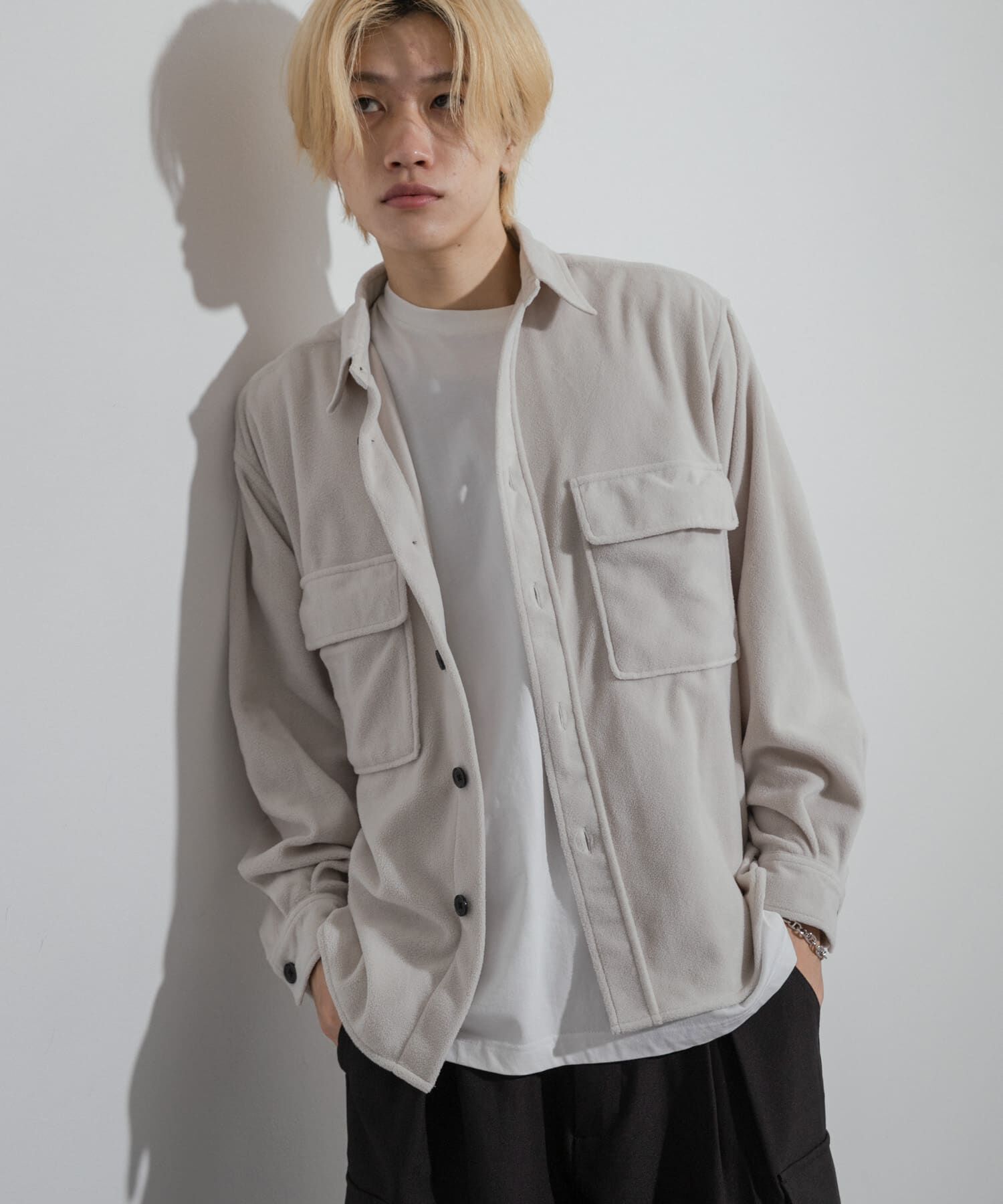 SENSE OF PLACE by URBAN RESEARCH「フリースフラップルーズシャツ」|シャツ・ブラウス|ライトグレー