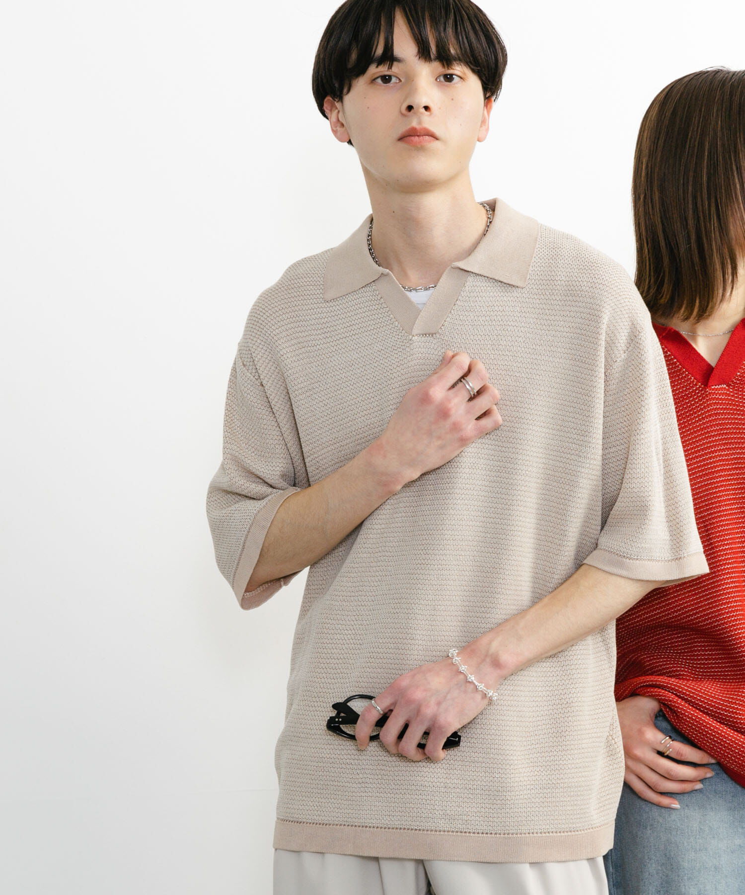 SENSE OF PLACE by URBAN RESEARCH「『ユニセックス』『洗濯可』ミックススキッパーニット」|ニット・セーター|