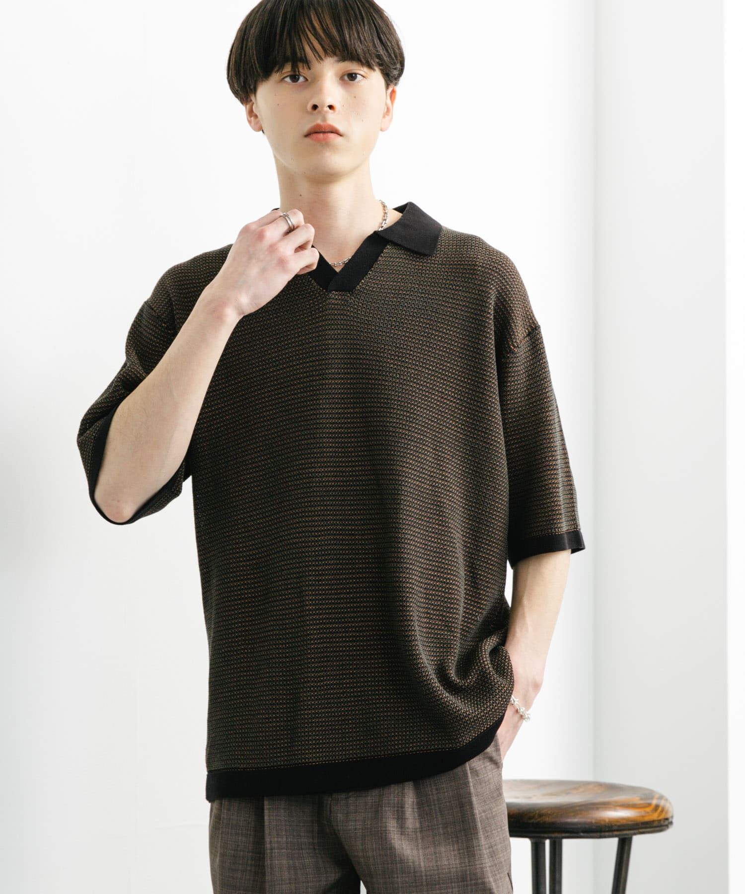 SENSE OF PLACE by URBAN RESEARCH「『ユニセックス』『洗濯可』ミックススキッパーニット」|ニット・セーター|