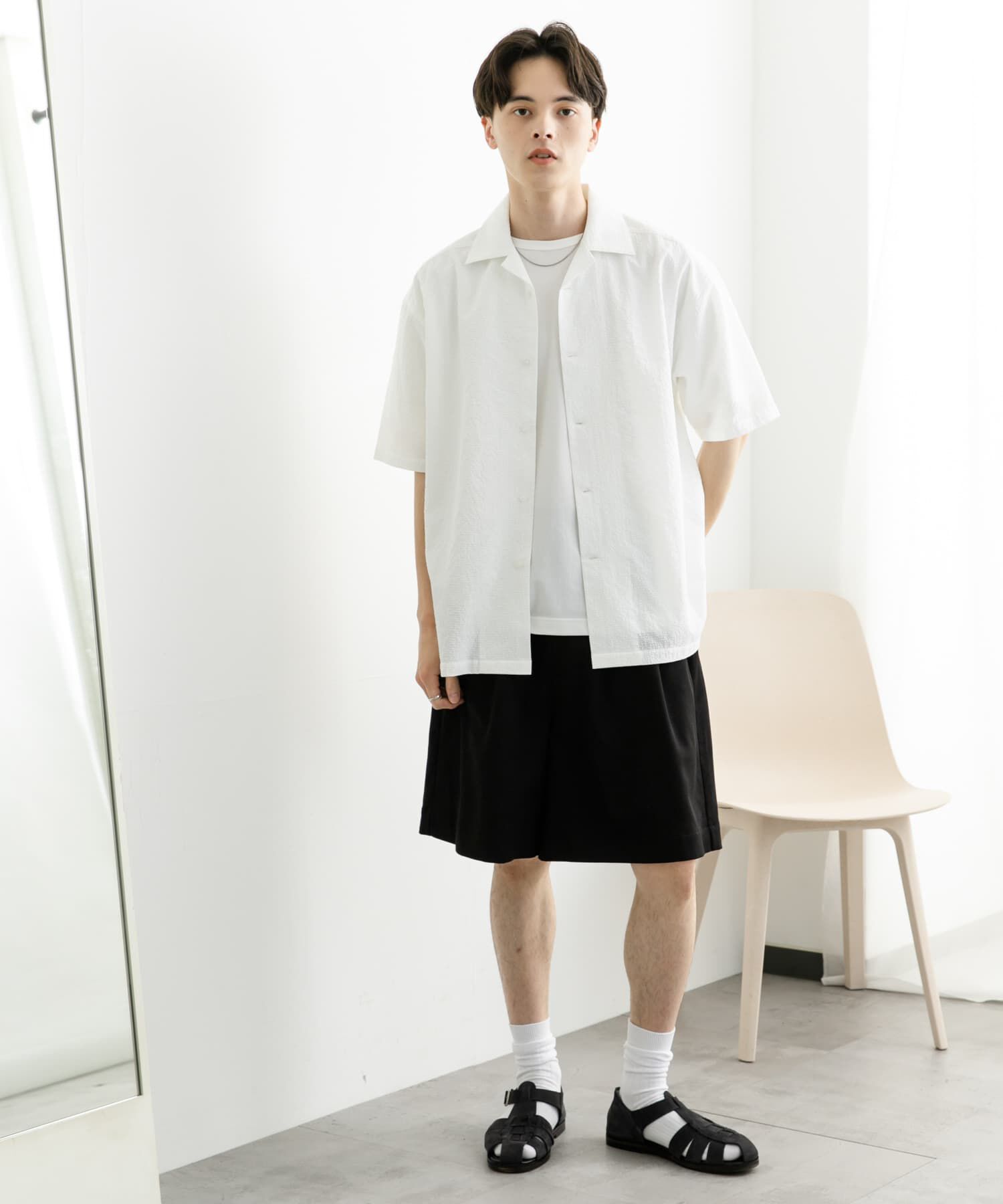 SENSE OF PLACE by URBAN RESEARCH「シアサッカーオープンカラーショートスリーブシャツ」|シャツ・ブラウス|