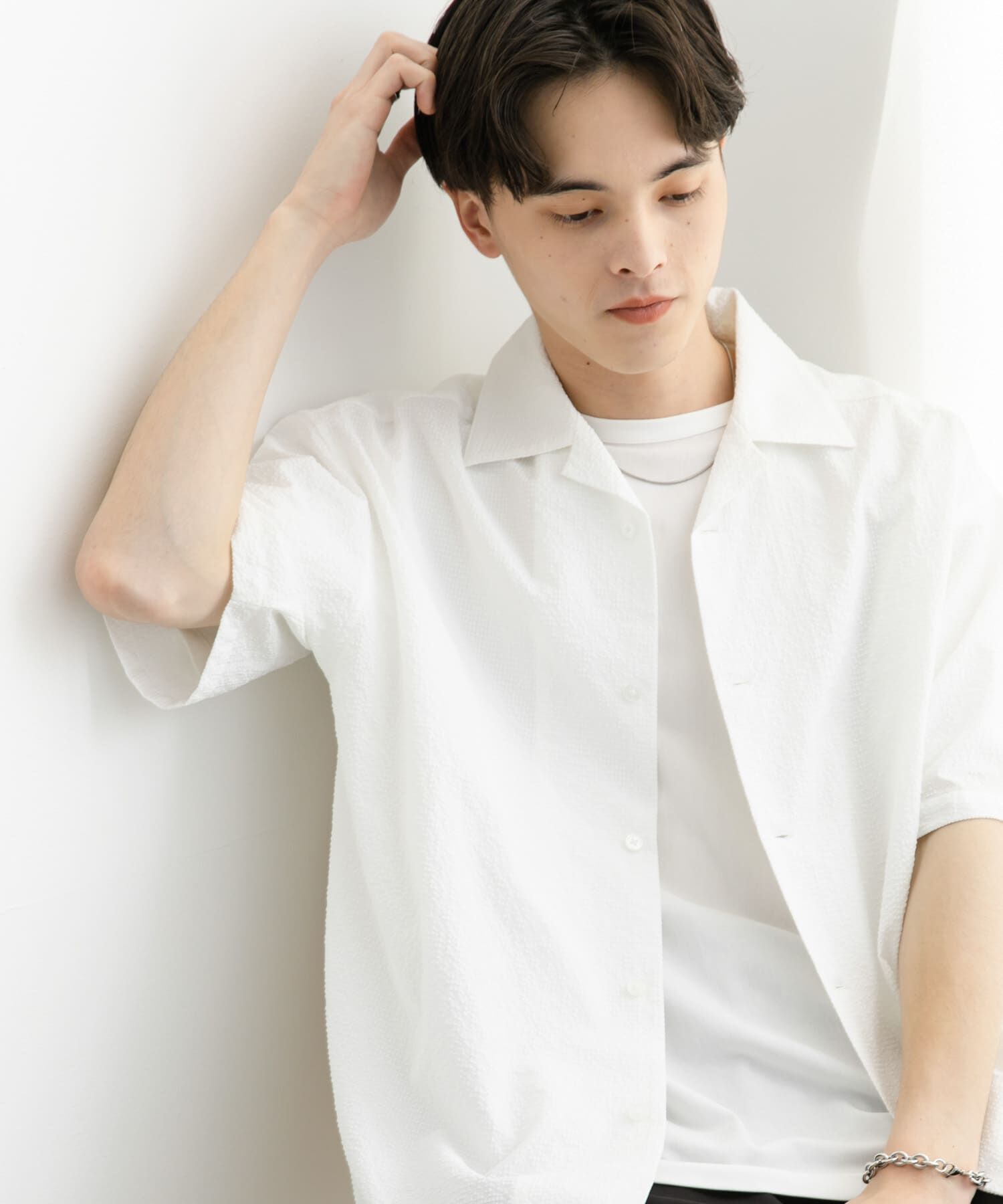 SENSE OF PLACE by URBAN RESEARCH「シアサッカーオープンカラーショートスリーブシャツ」|シャツ・ブラウス|