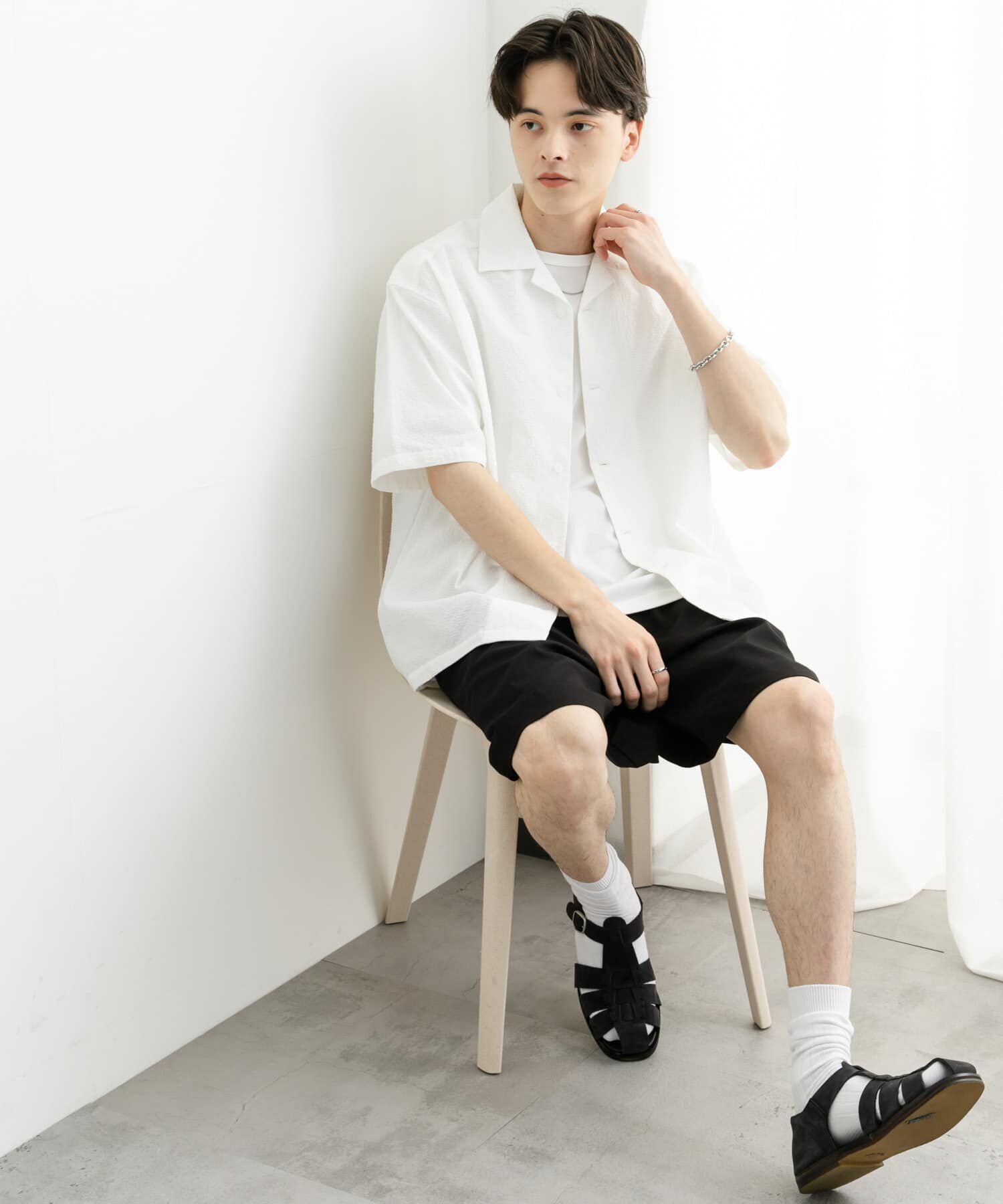 SENSE OF PLACE by URBAN RESEARCH「シアサッカーオープンカラーショートスリーブシャツ」|シャツ・ブラウス|