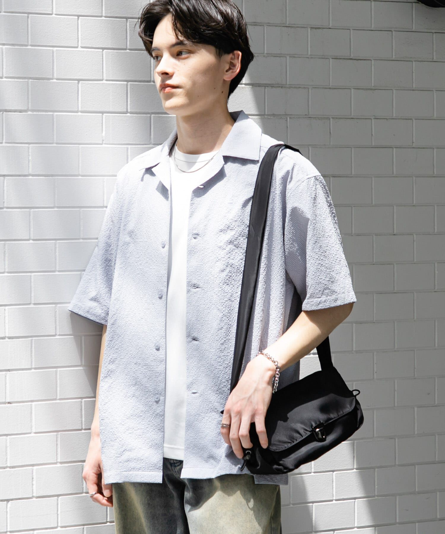 SENSE OF PLACE by URBAN RESEARCH「シアサッカーオープンカラーショートスリーブシャツ」|シャツ・ブラウス|