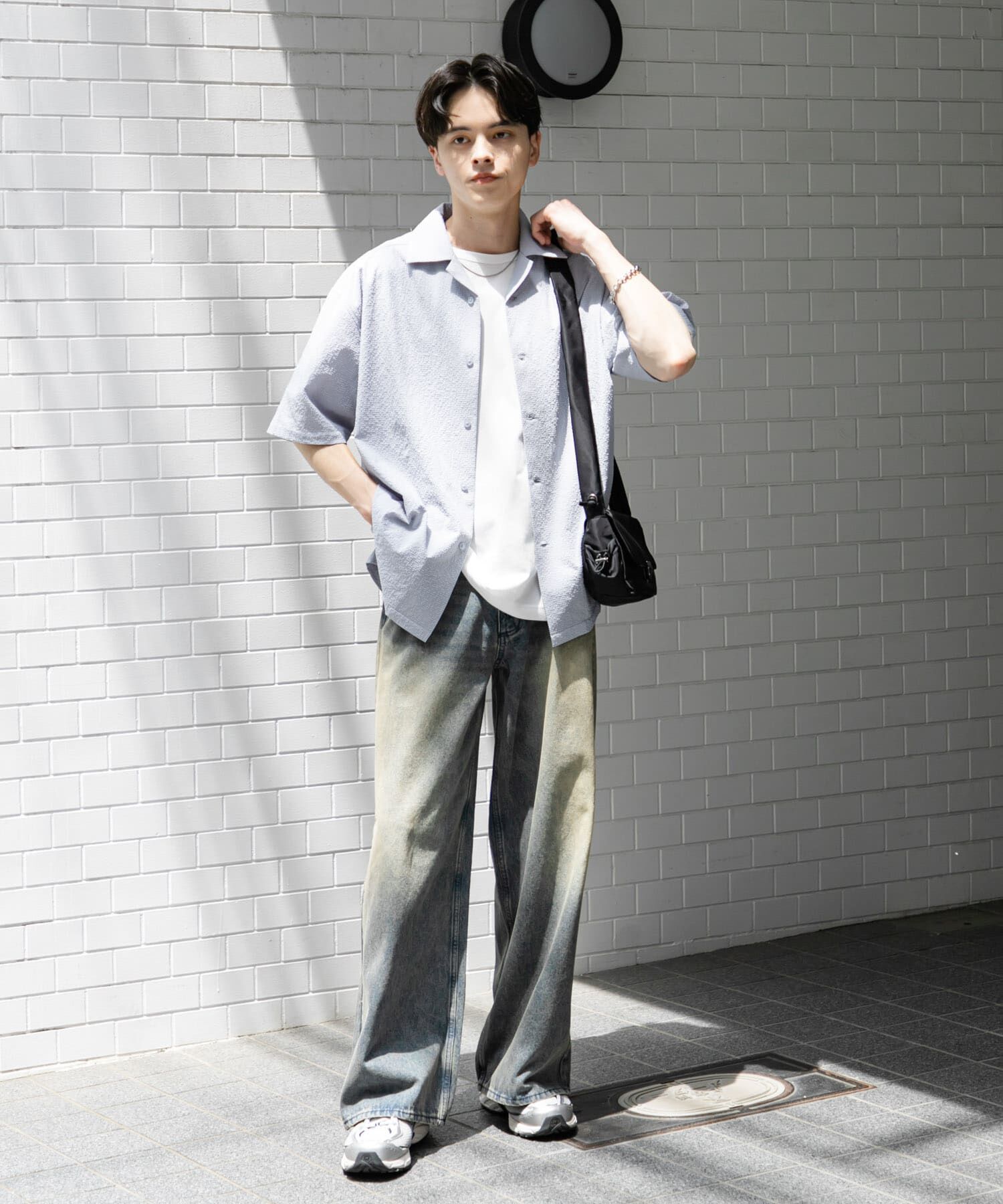 SENSE OF PLACE by URBAN RESEARCH「シアサッカーオープンカラーショートスリーブシャツ」|シャツ・ブラウス|