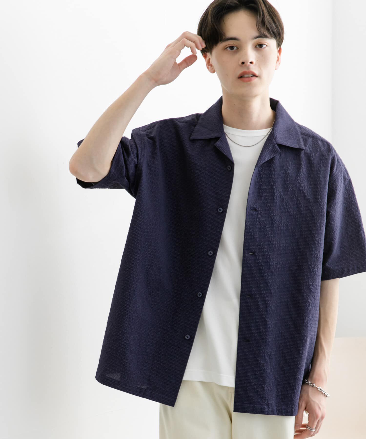 SENSE OF PLACE by URBAN RESEARCH「シアサッカーオープンカラーショートスリーブシャツ」|シャツ・ブラウス|