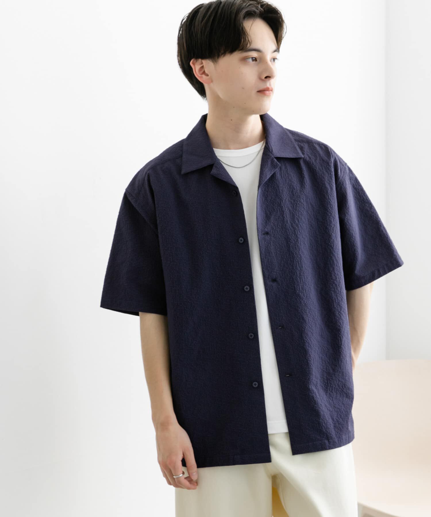 SENSE OF PLACE by URBAN RESEARCH「シアサッカーオープンカラーショートスリーブシャツ」|シャツ・ブラウス|