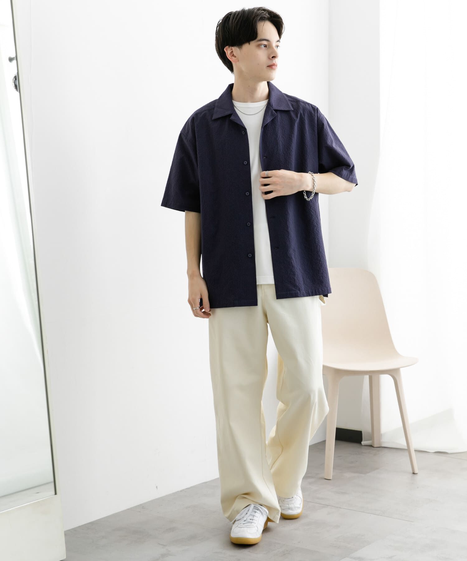 SENSE OF PLACE by URBAN RESEARCH「シアサッカーオープンカラーショートスリーブシャツ」|シャツ・ブラウス|