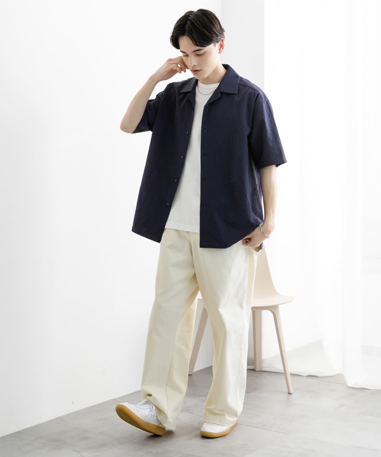 SENSE OF PLACE by URBAN RESEARCH「シアサッカーオープンカラーショートスリーブシャツ」|シャツ・ブラウス|