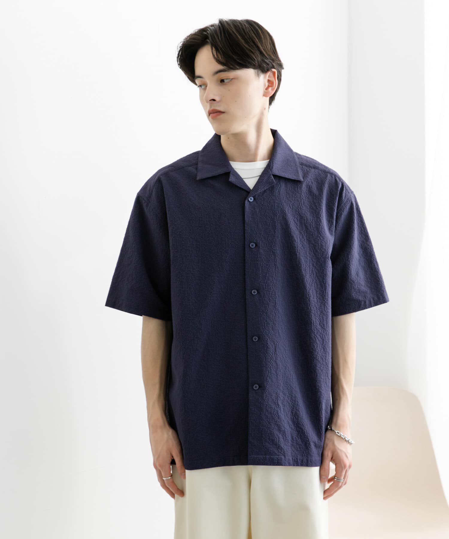 SENSE OF PLACE by URBAN RESEARCH「シアサッカーオープンカラーショートスリーブシャツ」|シャツ・ブラウス|