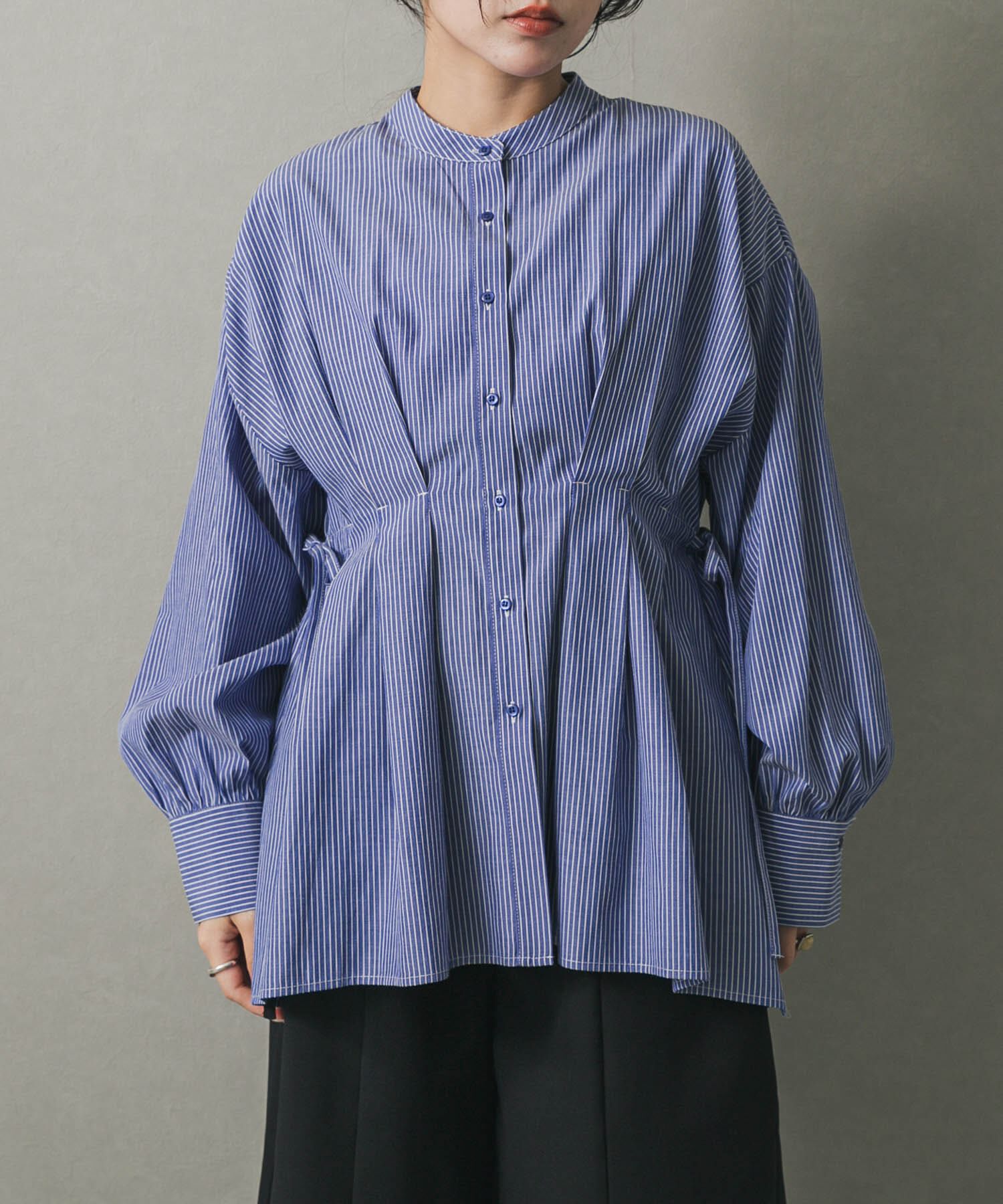 SENSE OF PLACE by URBAN RESEARCH「ウエストタックボリュームスリーブブラウス」|シャツ・ブラウス|ブルー系その他