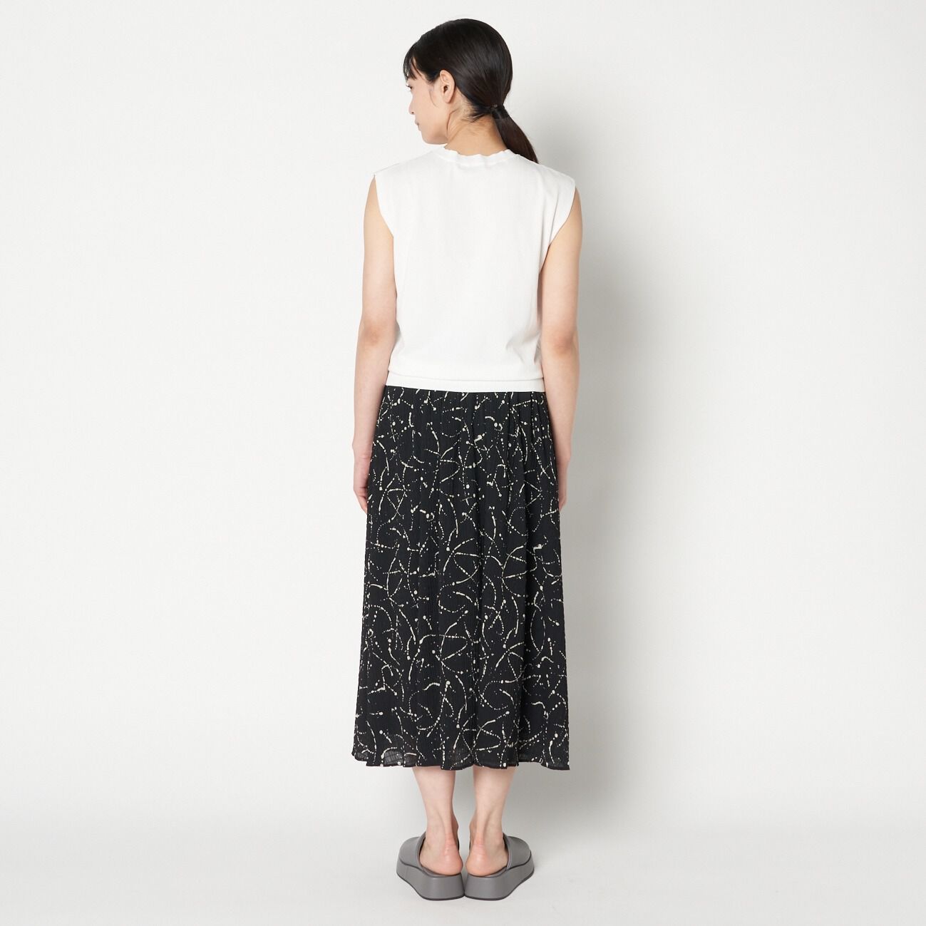 HELIOPOLE「HELIOPOLE DEVEAUX  BI-COLOR PRINT FLARE SK」|スカート|