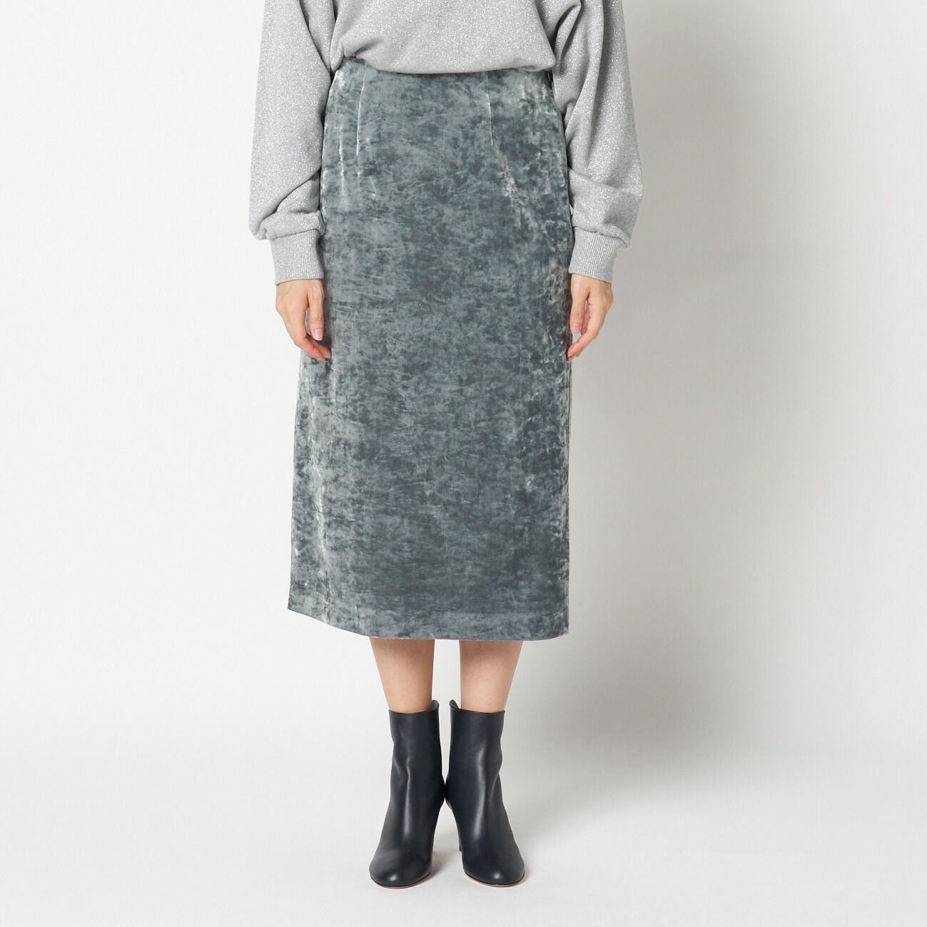 HELIOPOLE「HELIOPOLE CRUSHED VELOUR TIGHT SKIRT」|スカート|