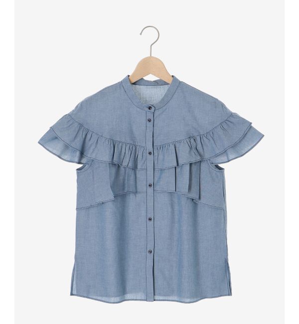 le.coeur blanc「《手洗い可能》ダンガリーフリルブラウス」|シャツ・ブラウス|