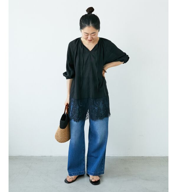  「レースヘムスキッパーブラウス」|シャツ・ブラウス|