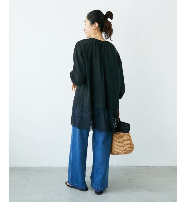  「レースヘムスキッパーブラウス」|シャツ・ブラウス|