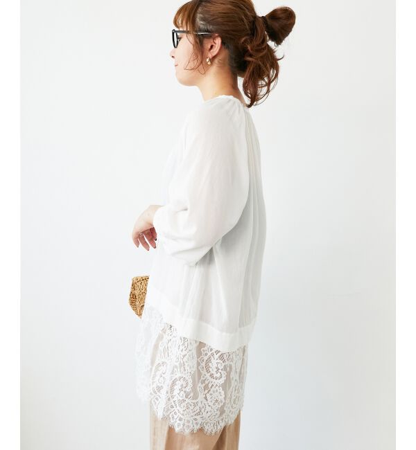  「レースヘムスキッパーブラウス」|シャツ・ブラウス|