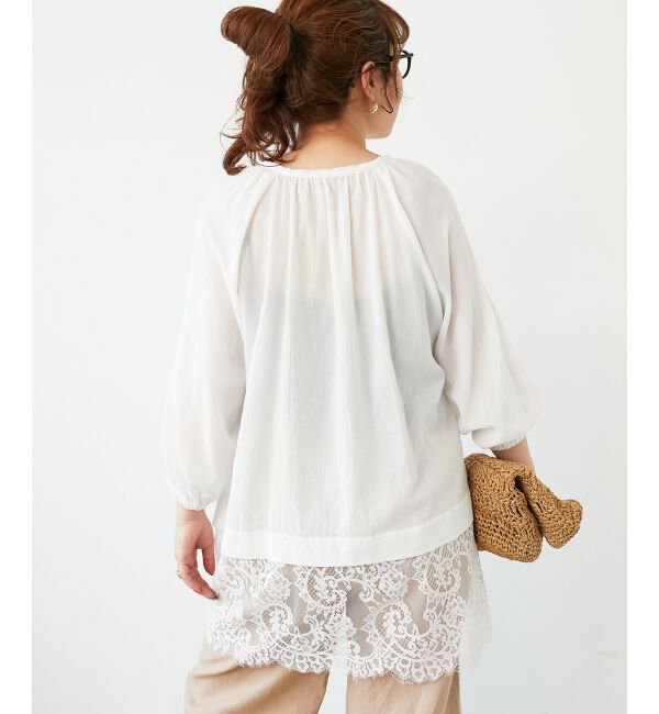  「レースヘムスキッパーブラウス」|シャツ・ブラウス|