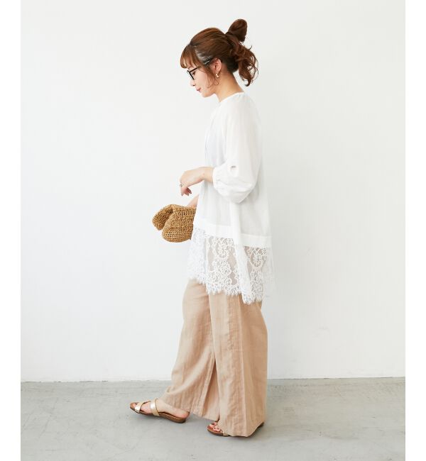  「レースヘムスキッパーブラウス」|シャツ・ブラウス|