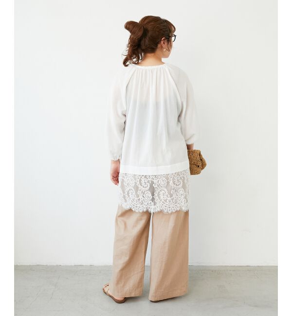  「レースヘムスキッパーブラウス」|シャツ・ブラウス|