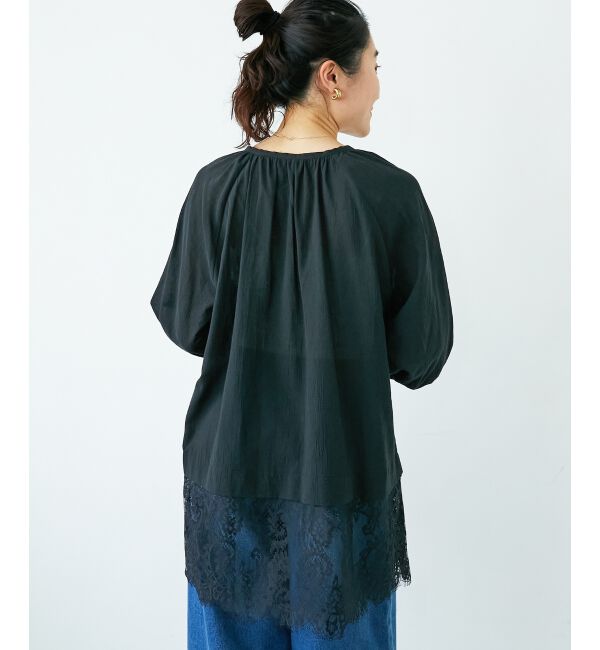  「レースヘムスキッパーブラウス」|シャツ・ブラウス|