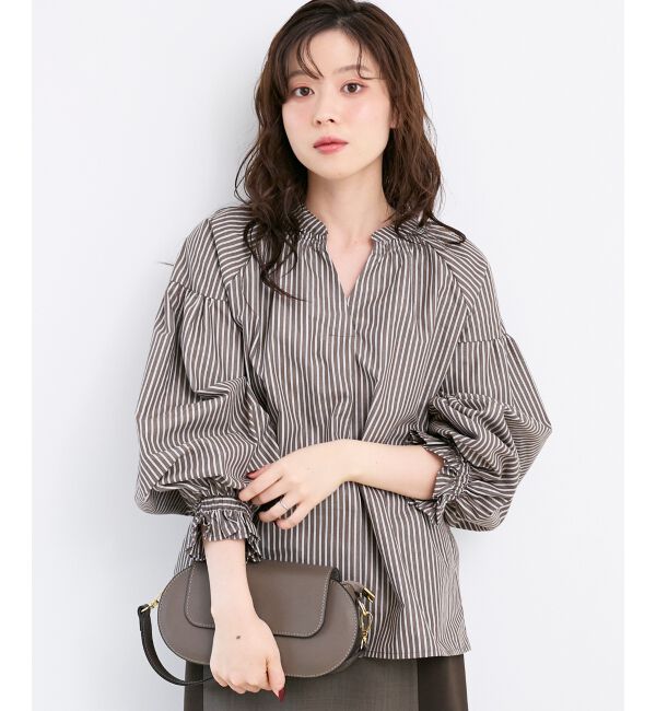  「シャーリングネックブラウス」|シャツ・ブラウス|