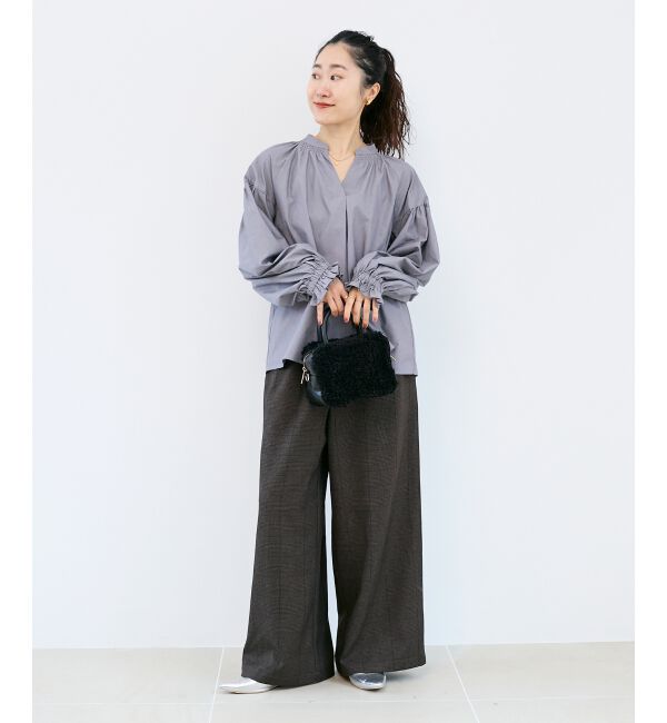  「シャーリングネックブラウス」|シャツ・ブラウス|