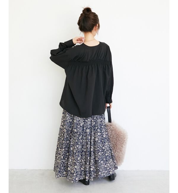  「《手洗い可能》エアータンブラーノーカラーブラウス」|シャツ・ブラウス|