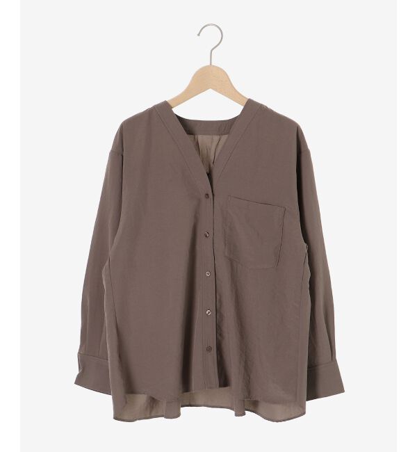  「《手洗い可能》エアータンブラーノーカラーブラウス」|シャツ・ブラウス|