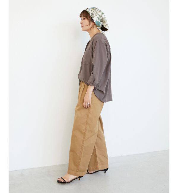  「《手洗い可能》エアータンブラーノーカラーブラウス」|シャツ・ブラウス|