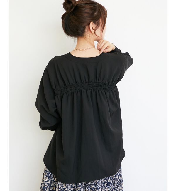  「《手洗い可能》エアータンブラーノーカラーブラウス」|シャツ・ブラウス|