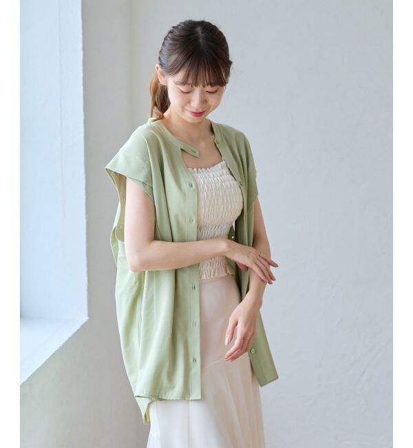 MAJESTICLEGON「2way肩あきレディシャツ」|シャツ・ブラウス|グリーン